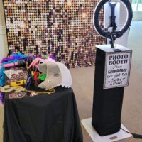 photobooth with backdrop and props