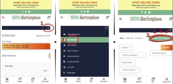 NEPA Marketplace - Add product on your mobile device